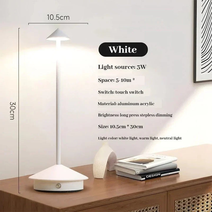 Elegant rechargeable metallic table lamp