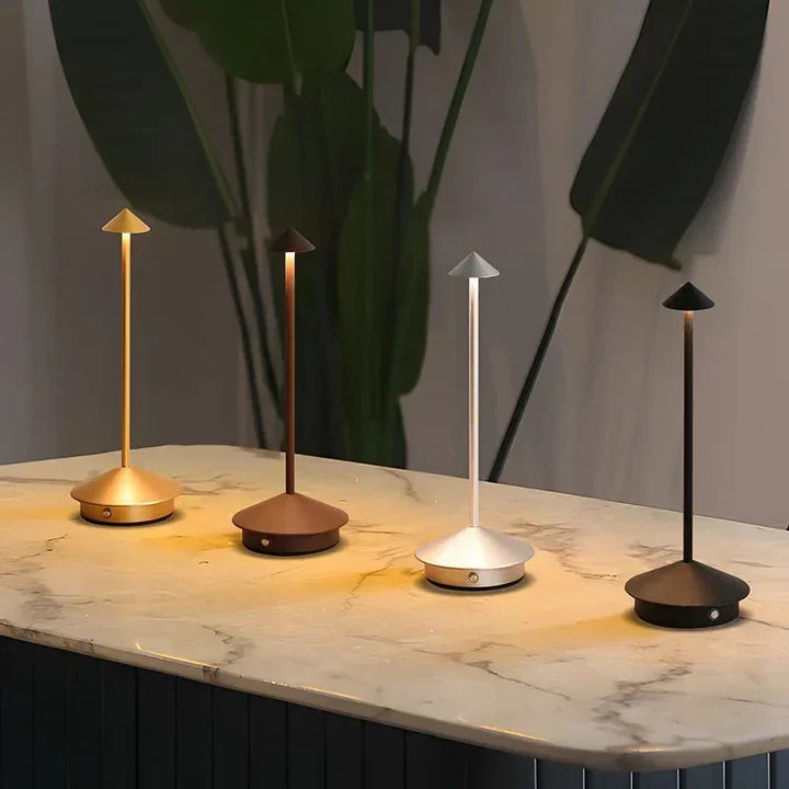 Elegant rechargeable metallic table lamp