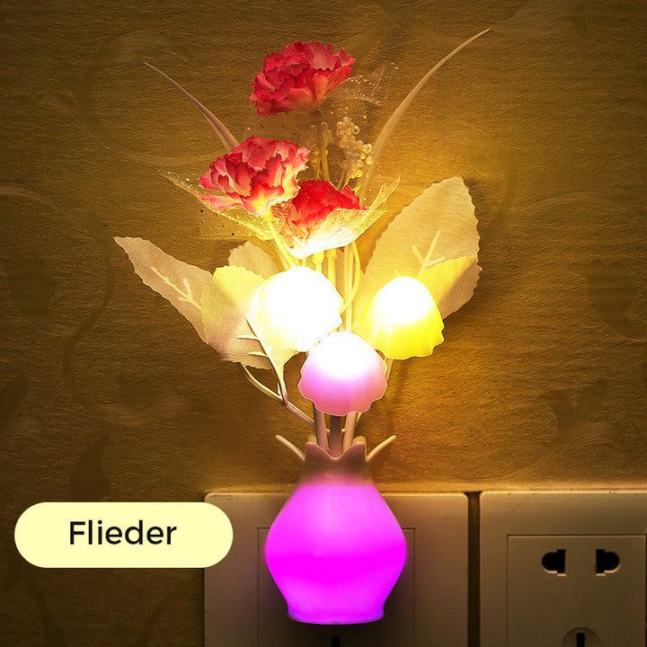 LED night light in the form of simulated flowers with intelligent control for the bedroom