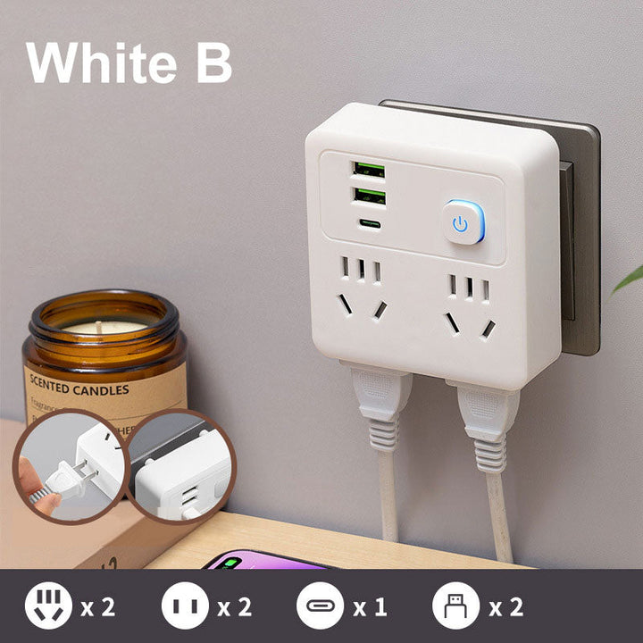 2-pack multifunctional socket converter with night light