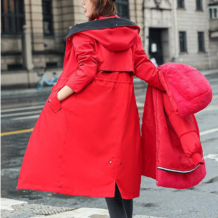 BowLift | Winter coat with hood and fur collar, casual parka for women