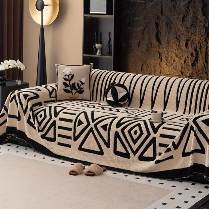 Modern Geometric Sofa Cover Cotton Blend