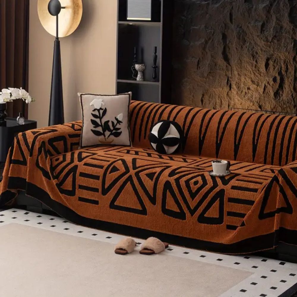 Modern Geometric Sofa Cover Cotton Blend