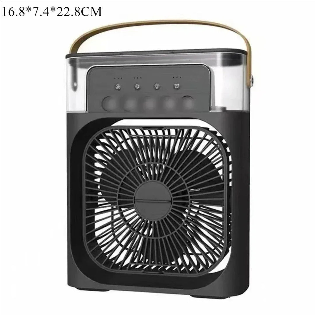 3-in-1 Portable Air Cooler with LED Lights – USB-Powered Desktop Fan, Humidifier &amp; Night Light |