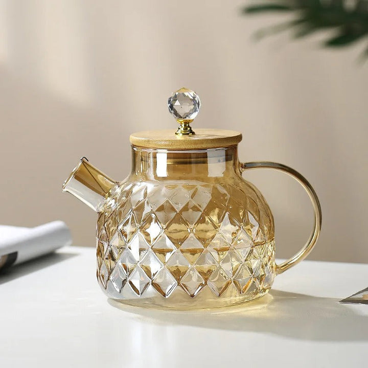 BowLift | Classic Crystal Teapot | Glass &amp; Wood