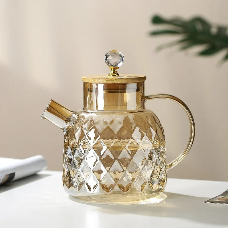 BowLift | Classic Crystal Teapot | Glass &amp; Wood