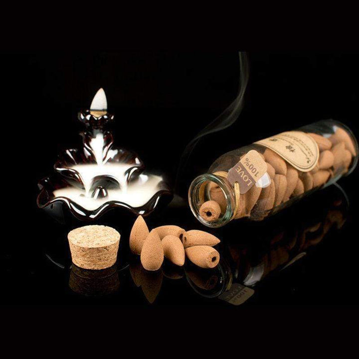 BowLift | Smoking Man Backflow Incense Cones Glass Bottle 60 Pieces